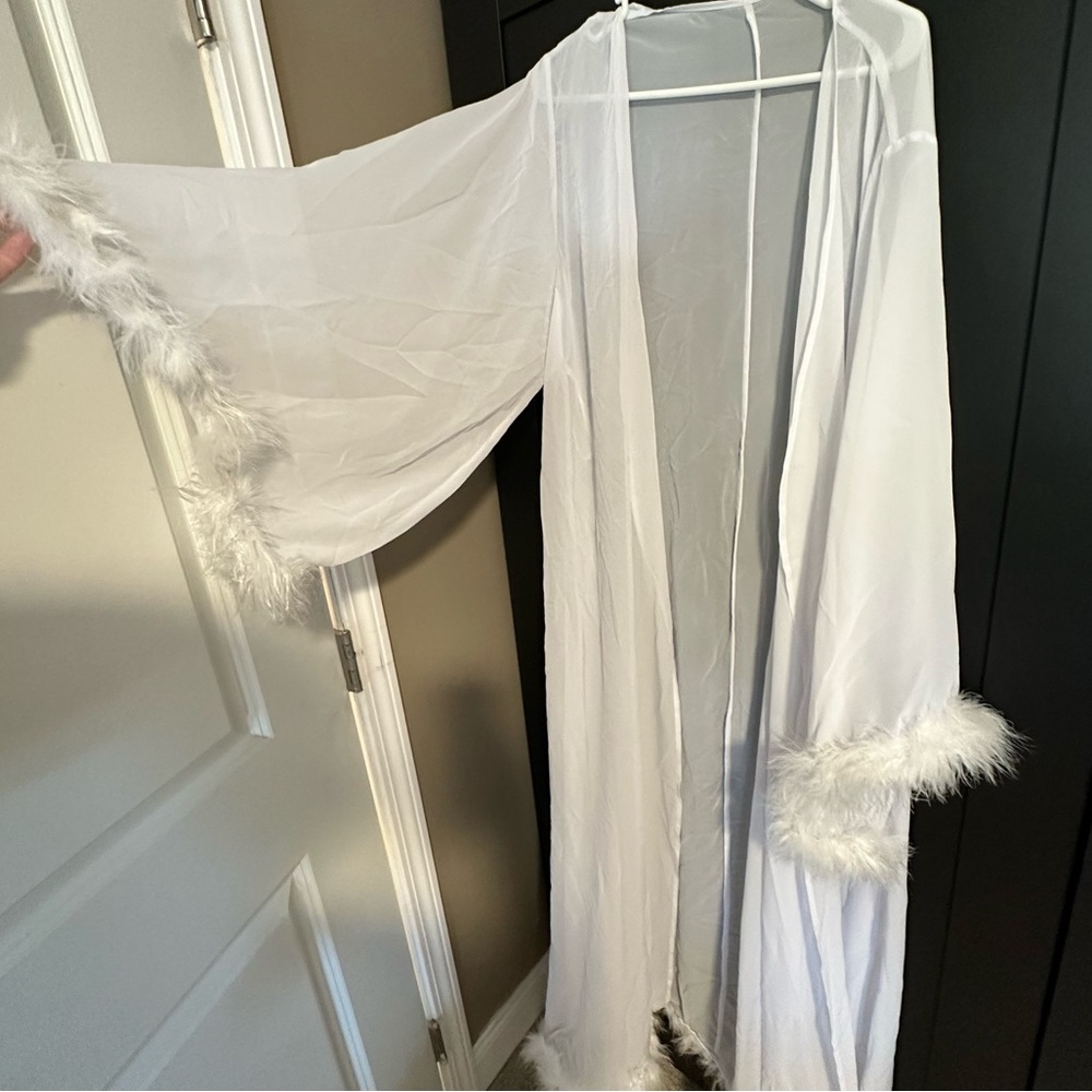 Bridal white fur robe plus size